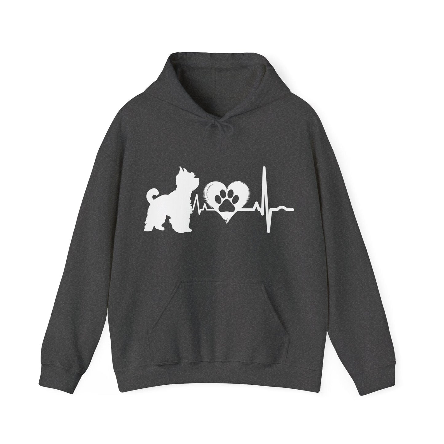 Yorkie Love Outline Graphic Hoodie Hoodie Dark Heather / S