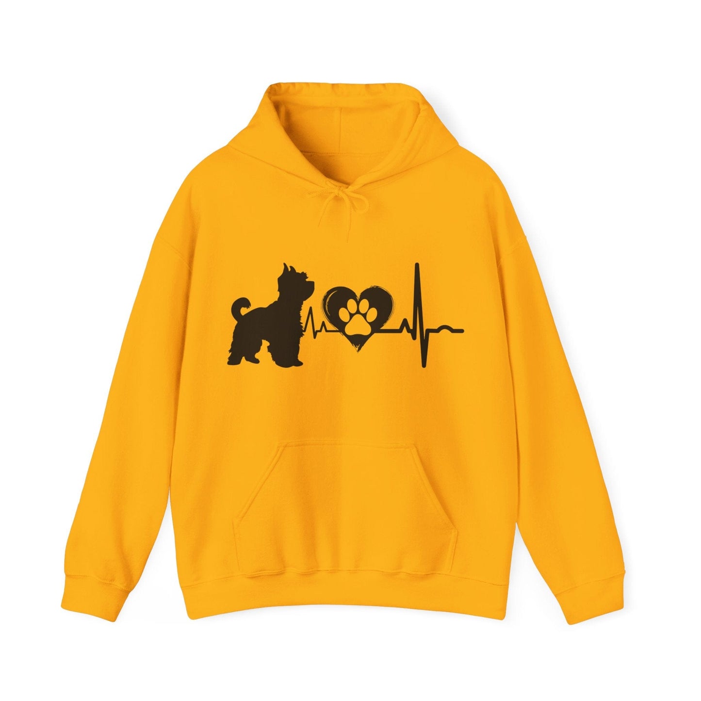 Yorkie Love Outline Graphic Hoodie Hoodie Gold / S