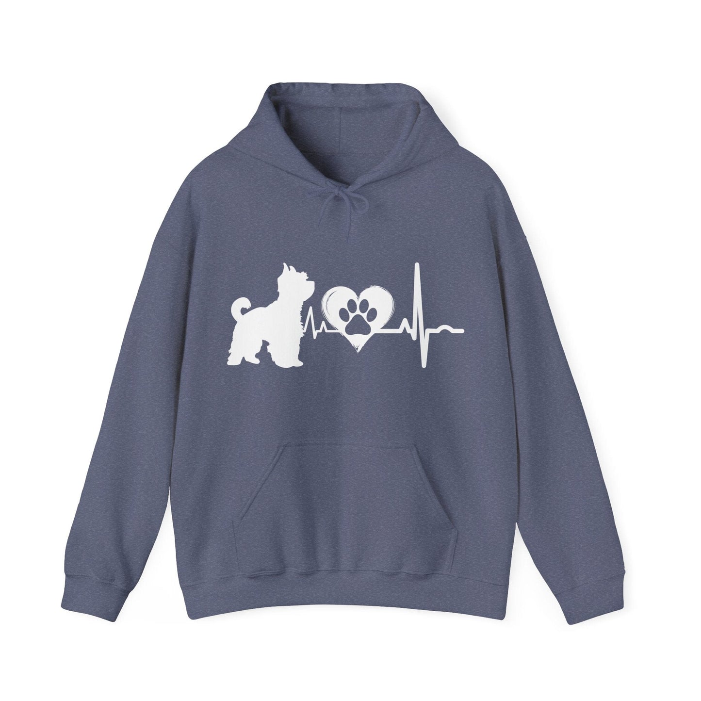 Yorkie Love Outline Graphic Hoodie Hoodie Heather Navy / S
