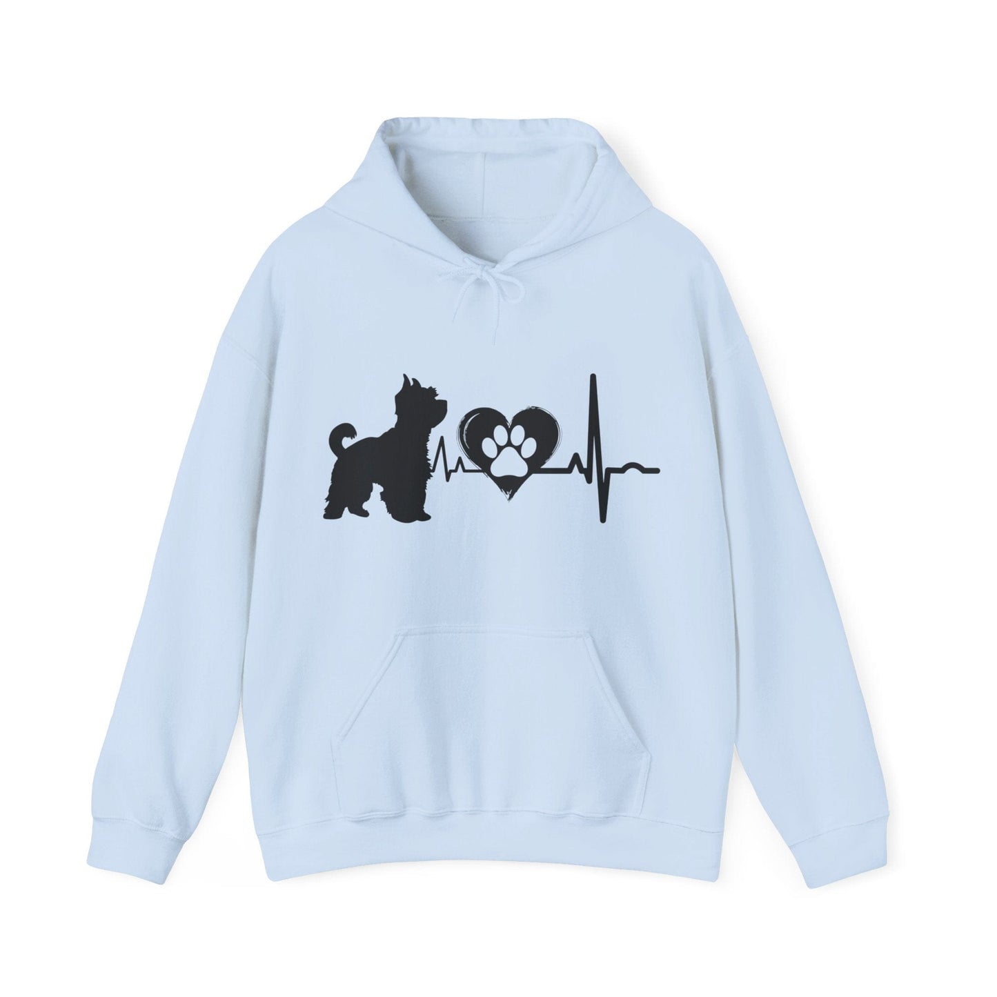 Yorkie Love Outline Graphic Hoodie Hoodie Light Blue / S