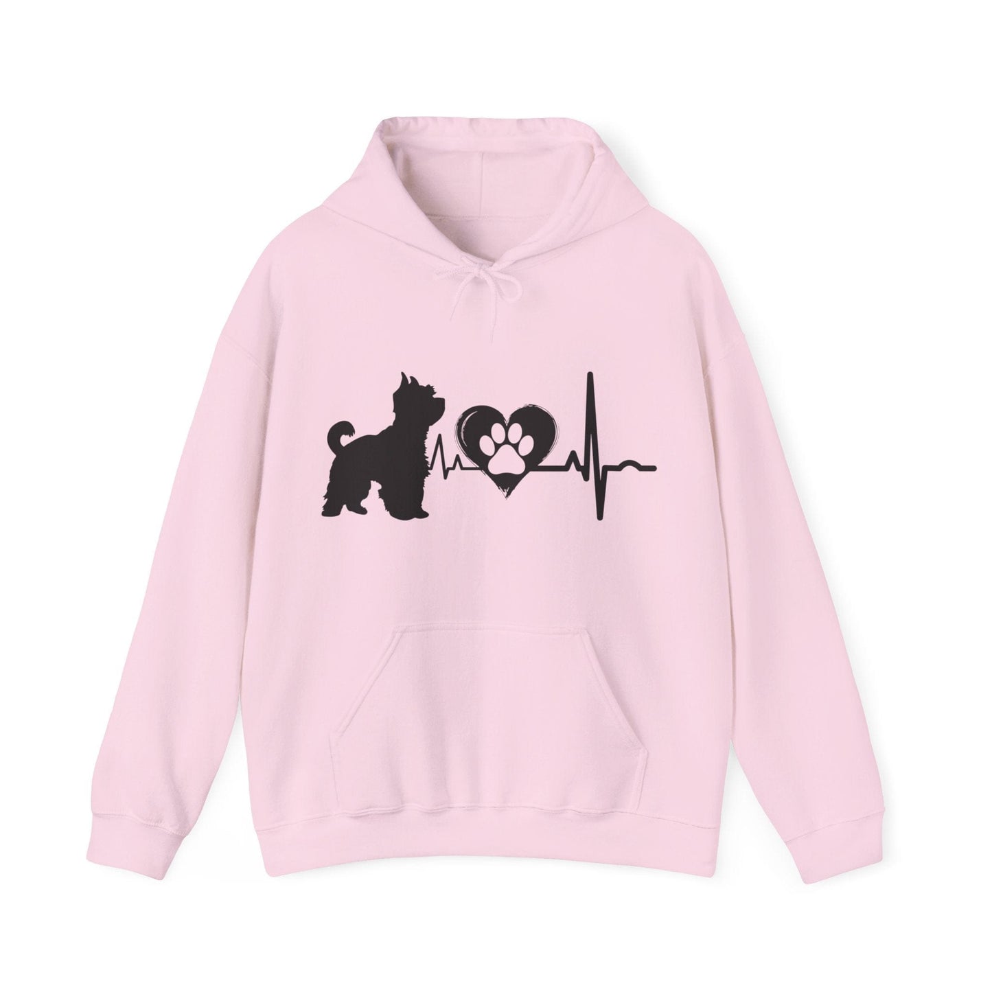 Yorkie Love Outline Graphic Hoodie Hoodie Light Pink / S