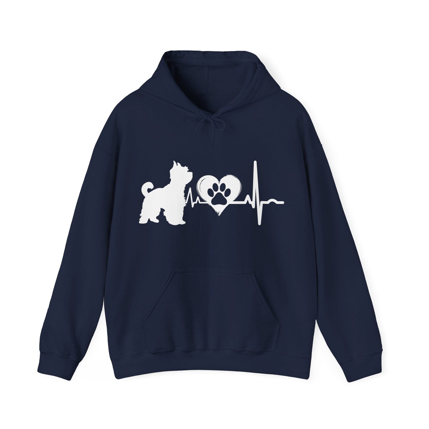 Yorkie Love Outline Graphic Hoodie Hoodie Navy / S