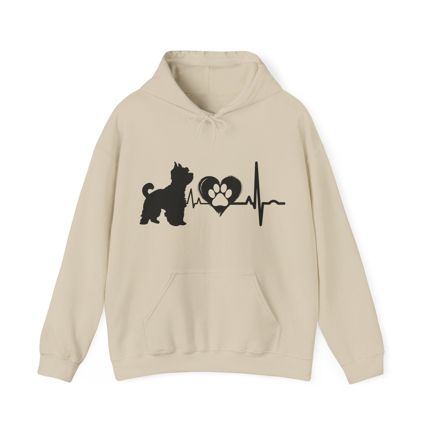 Yorkie Love Outline Graphic Hoodie Hoodie Sand / S