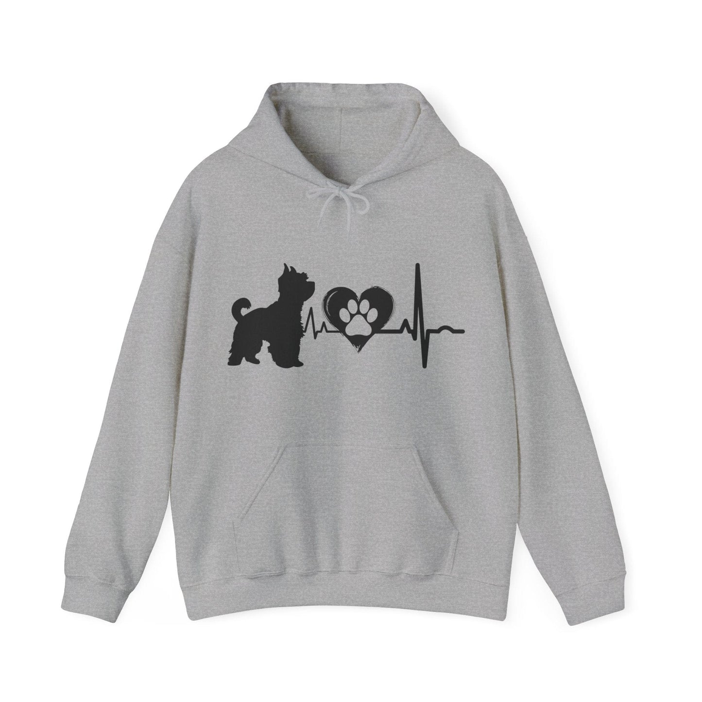 Yorkie Love Outline Graphic Hoodie Hoodie Sport Grey / S