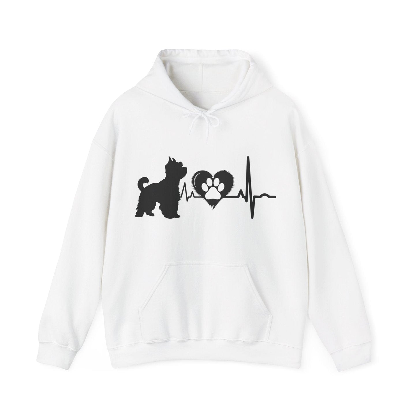 Yorkie Love Outline Graphic Hoodie Hoodie White / S