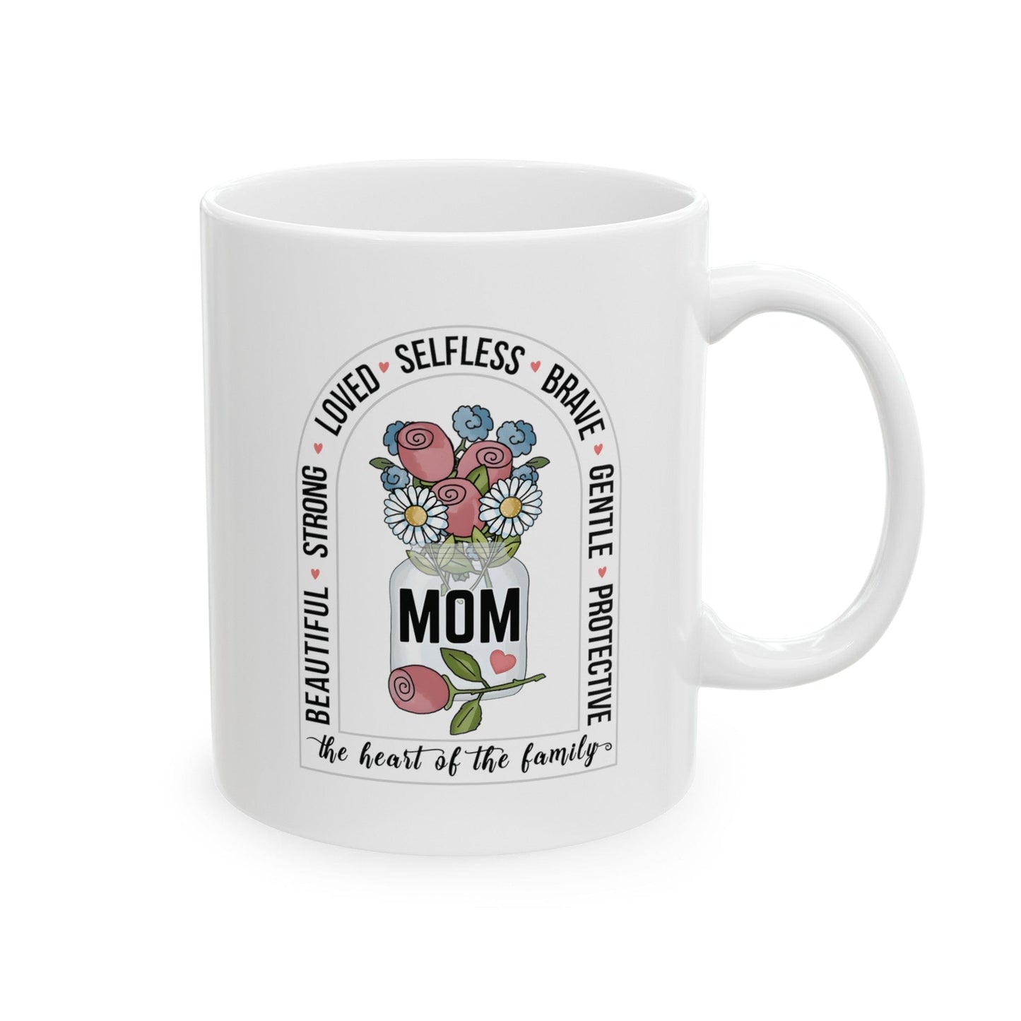 Amazing Mom Floral Word Cloud Ceramic Mug, 11oz Mug 11oz