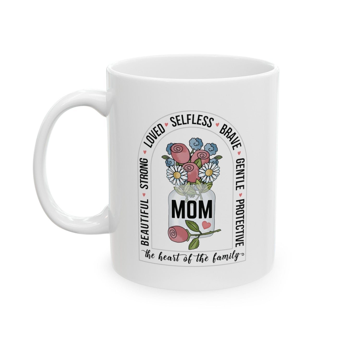 Amazing Mom Floral Word Cloud Ceramic Mug, 11oz Mug 11oz