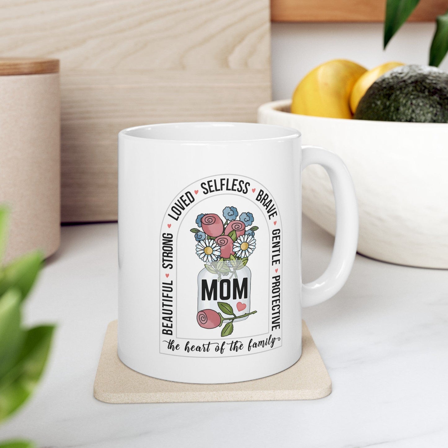 Amazing Mom Floral Word Cloud Ceramic Mug, 11oz Mug 11oz