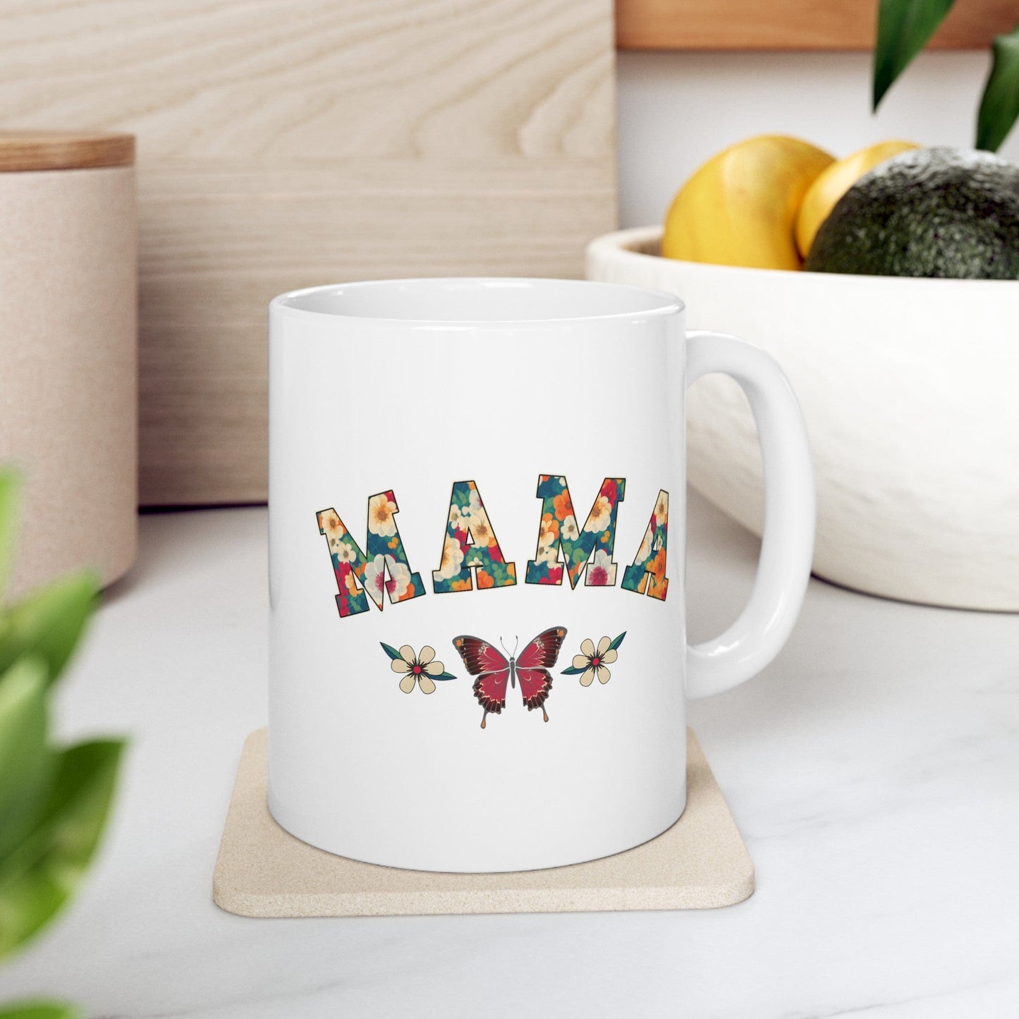 Floral Pattern Mama Ceramic Mug, 11oz Mug 11oz