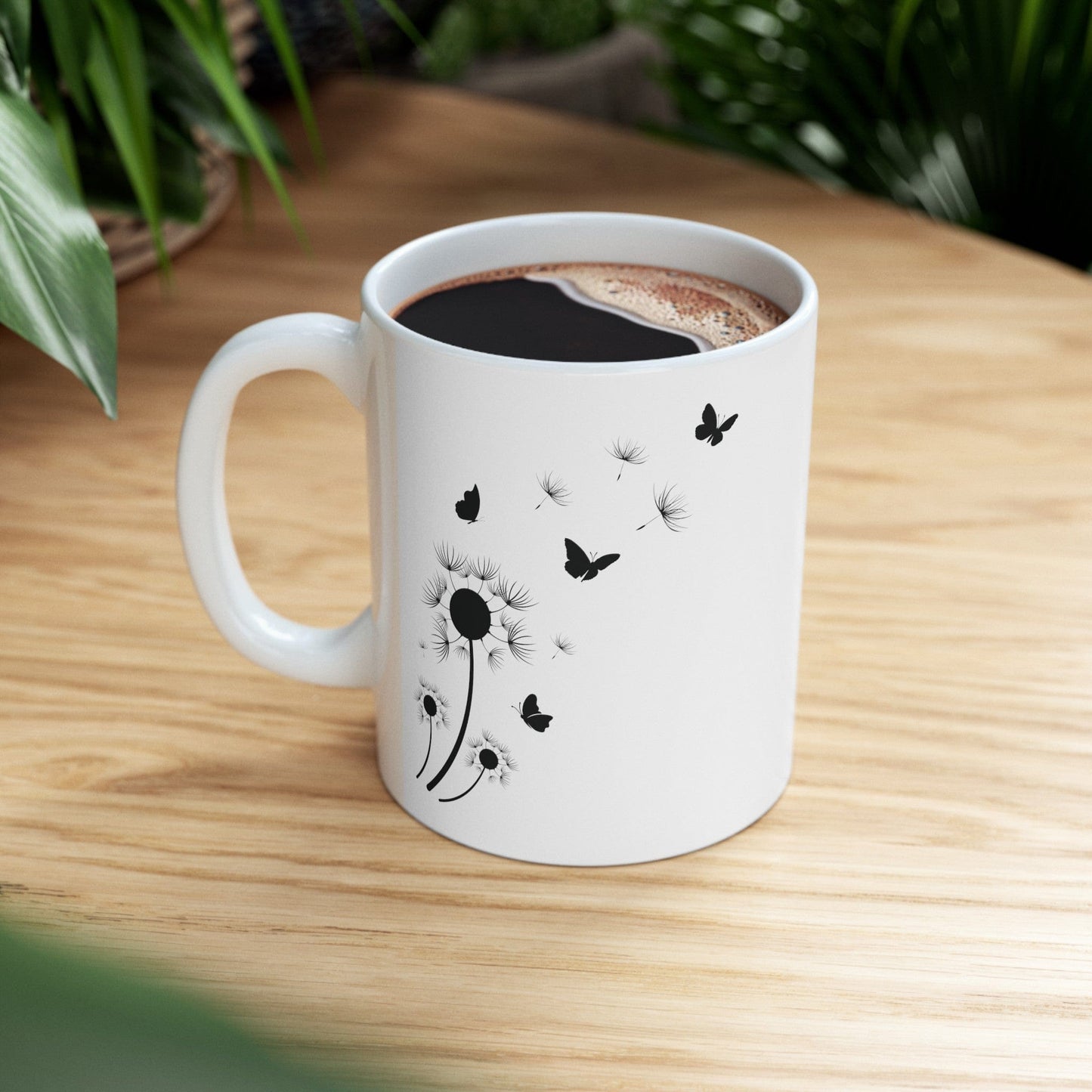 Whimsical Blowing Dandelion Ceramic Mug, 11oz Mug 11oz