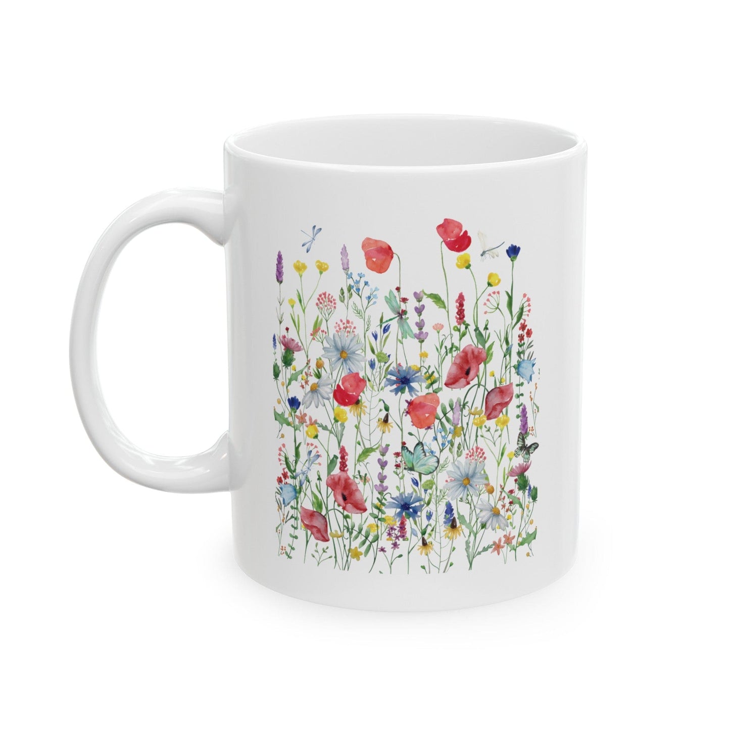 Cottage Core Wildflowers Meadow Ceramic Mug, 11oz Mug 11oz