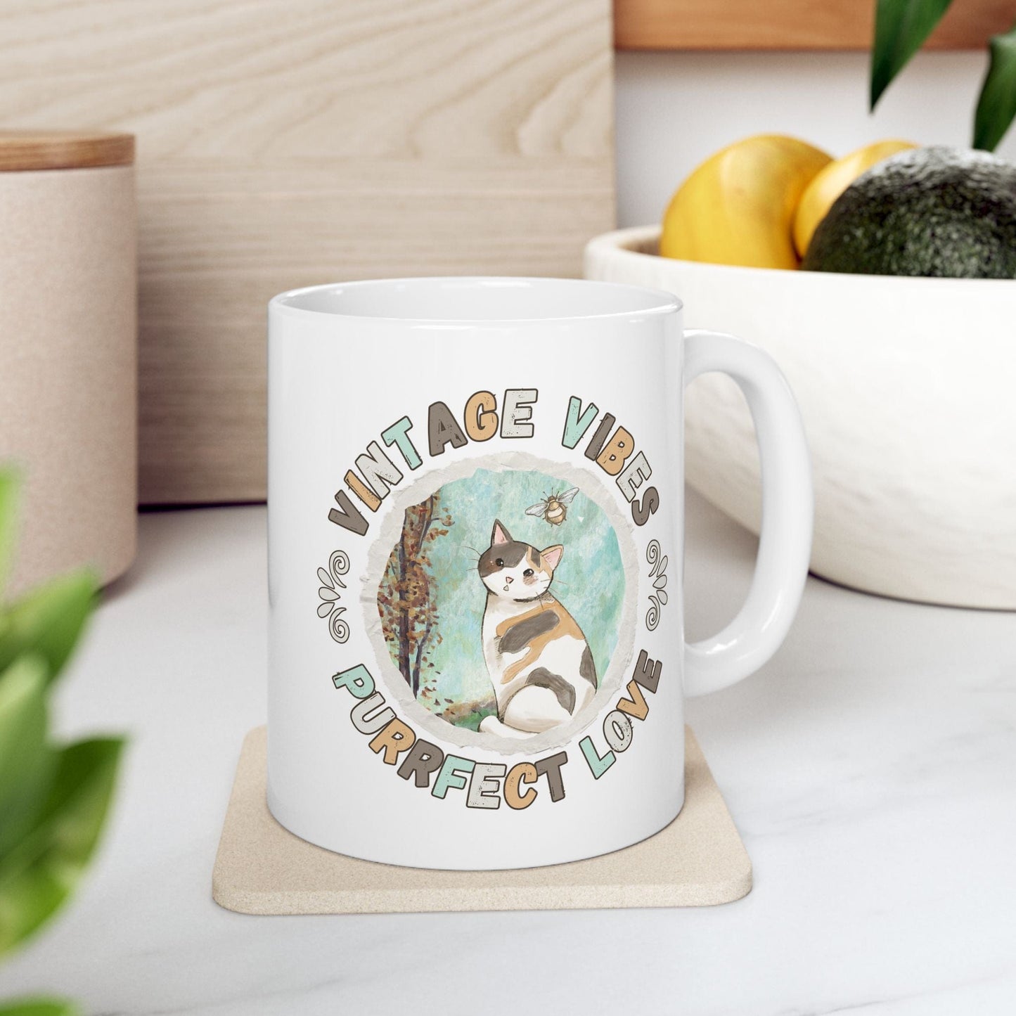 Vintage Vibes Calico Cat Lover Mug Mug 11oz