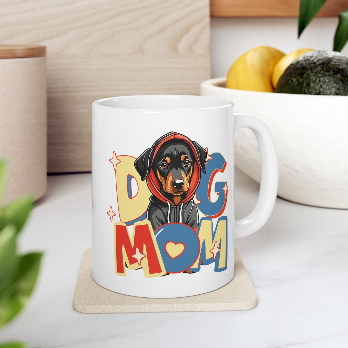 Cute Dobie in Hoodie Dog Mom Mug Mug 11oz