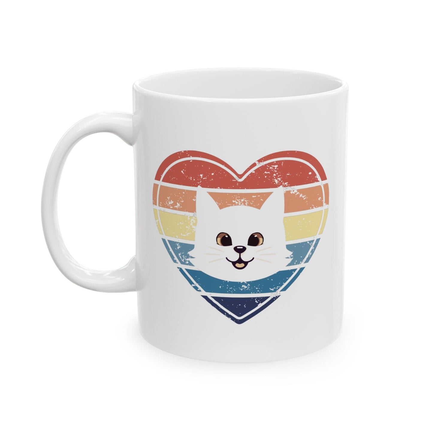 Vintage Retro Cat Heart Mug Mug 11oz