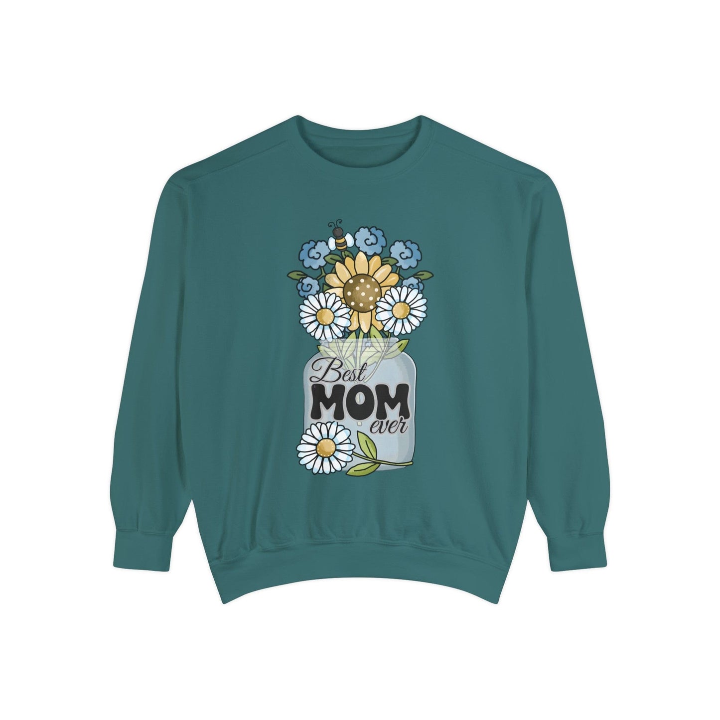 Best Mom Ever Flower Vase - Premium Sweatshirt Sweatshirt Blue Spruce / S