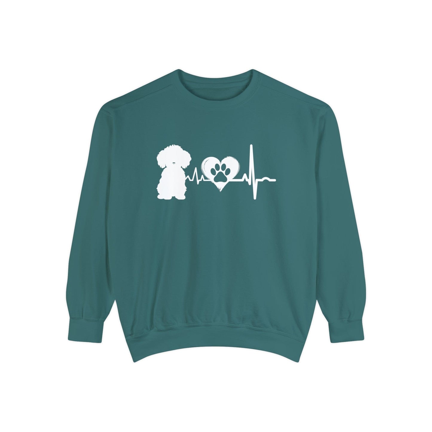 Bichon Love Outline Graphic Sweatshirt Sweatshirt Blue Spruce / S