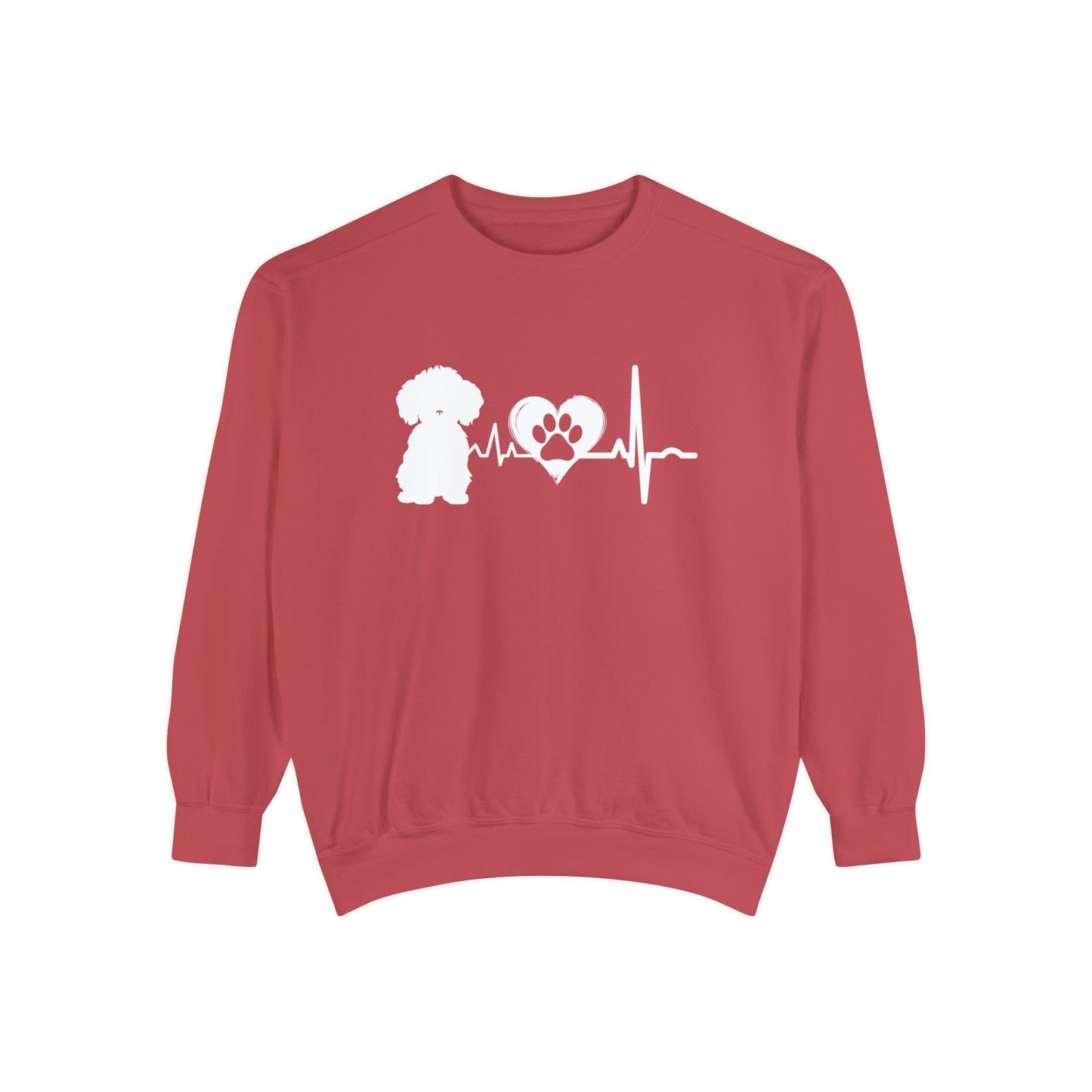 Bichon Love Outline Graphic Sweatshirt Sweatshirt Crimson / S