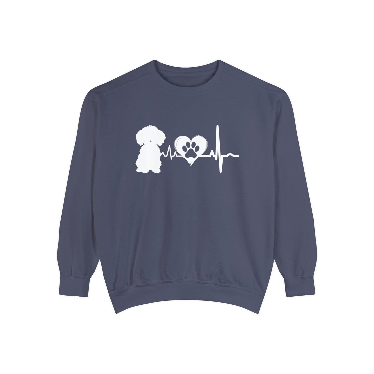 Bichon Love Outline Graphic Sweatshirt Sweatshirt Denim / S