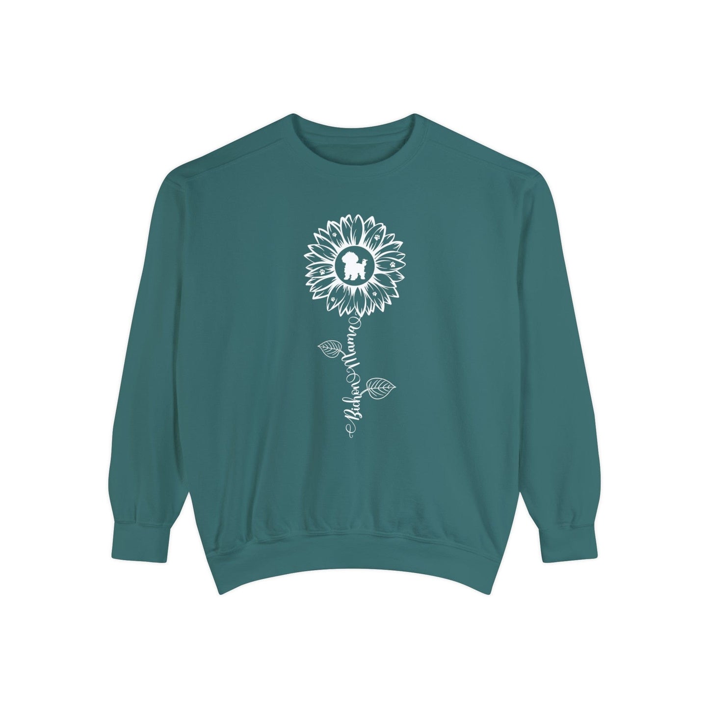Bichon Mama Sunflower Sweatshirt Sweatshirt Blue Spruce / S