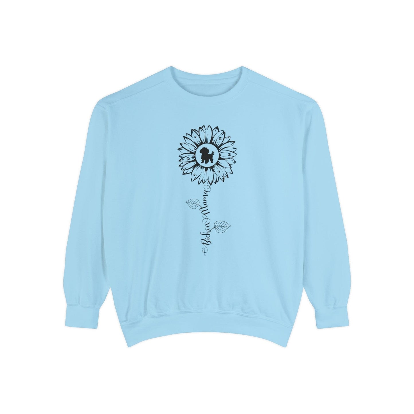 Bichon Mama Sunflower Sweatshirt Sweatshirt Chambray / S