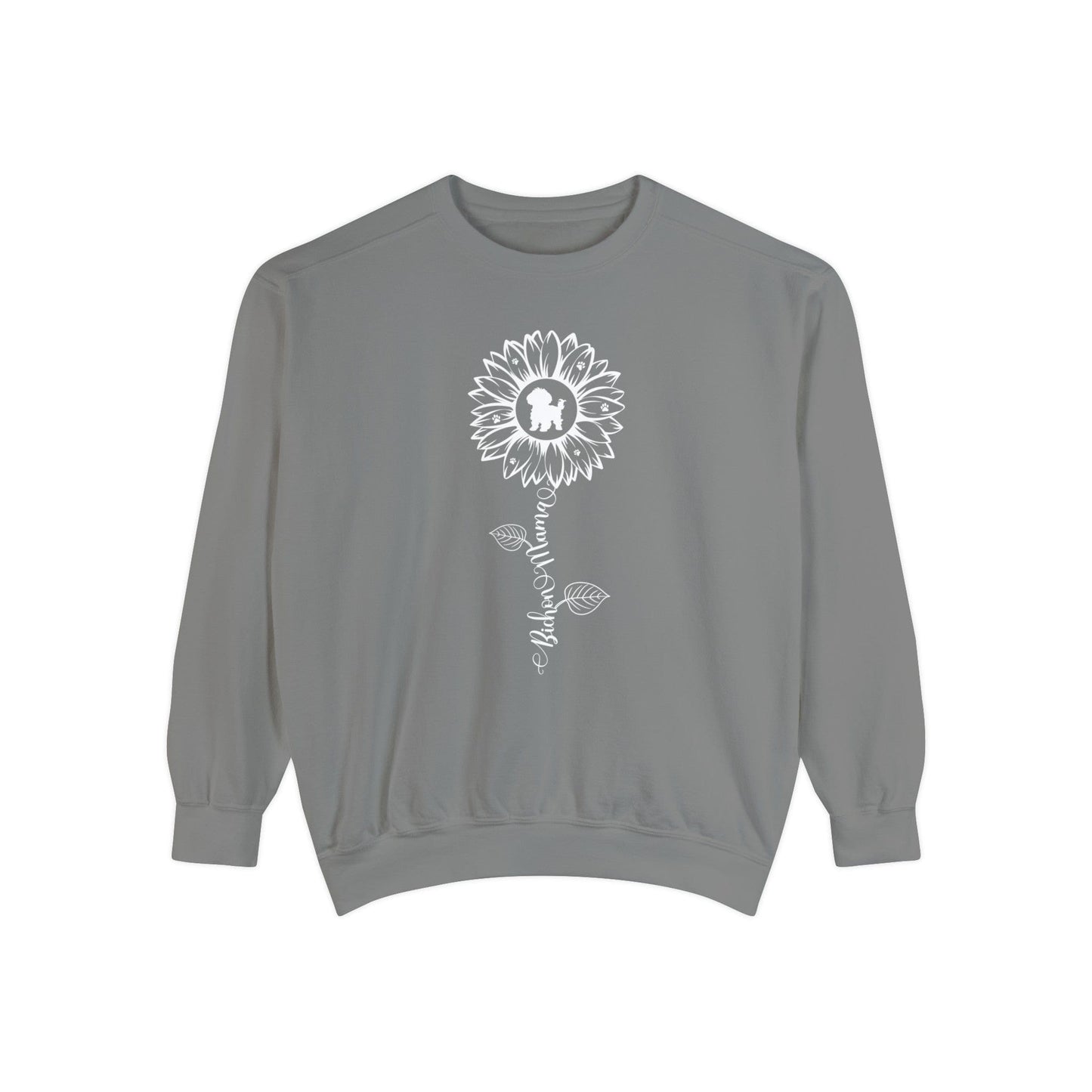 Bichon Mama Sunflower Sweatshirt Sweatshirt Grey / S