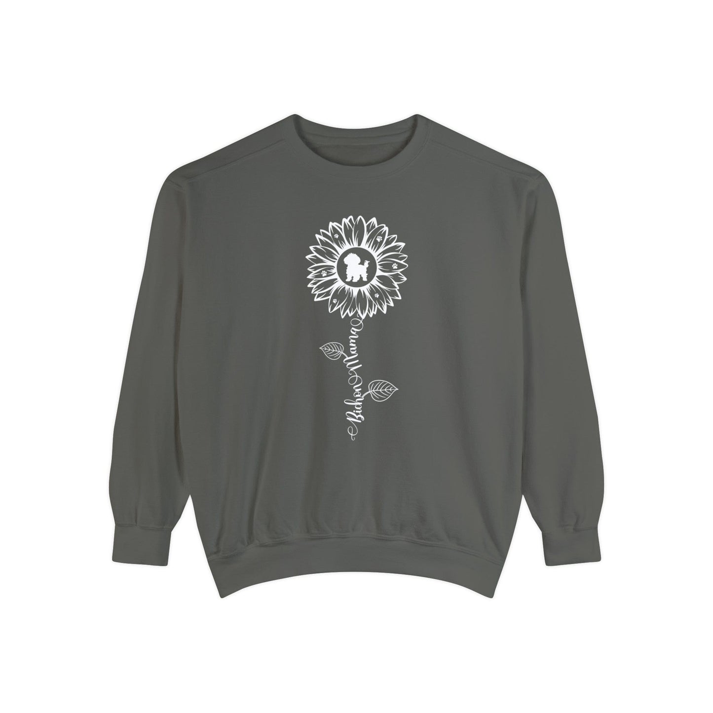 Bichon Mama Sunflower Sweatshirt Sweatshirt Pepper / S