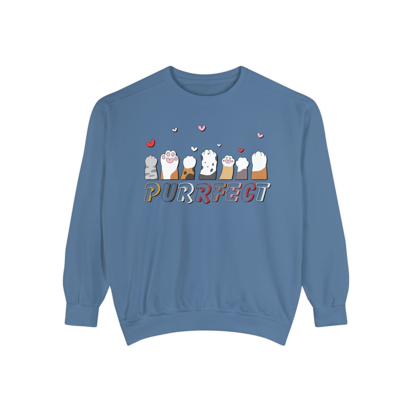 Purrfect Cat Lover Sweatshirt Sweatshirt Blue Jean / S