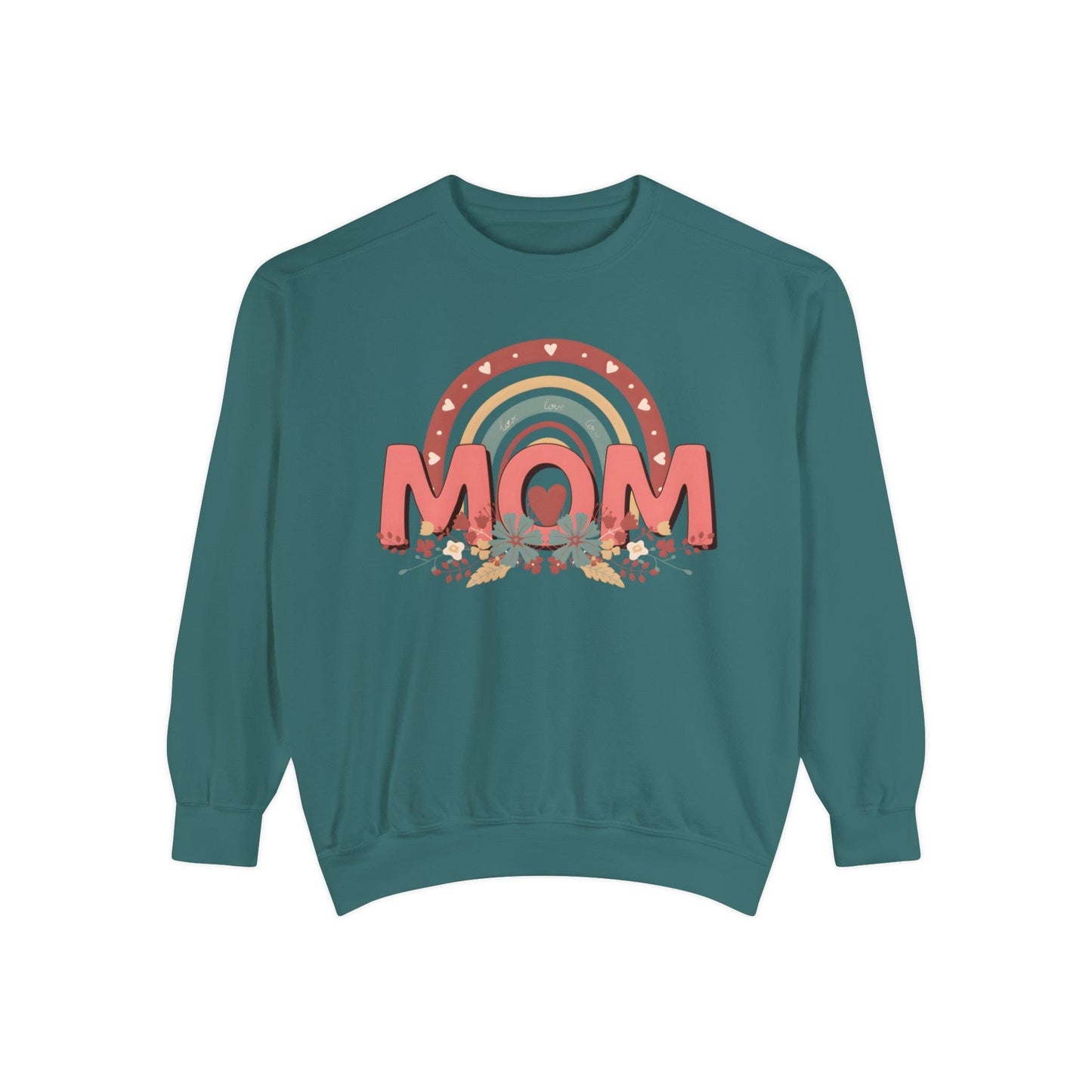 Boho Floral Mom - Premium Sweatshirt Sweatshirt Blue Spruce / S