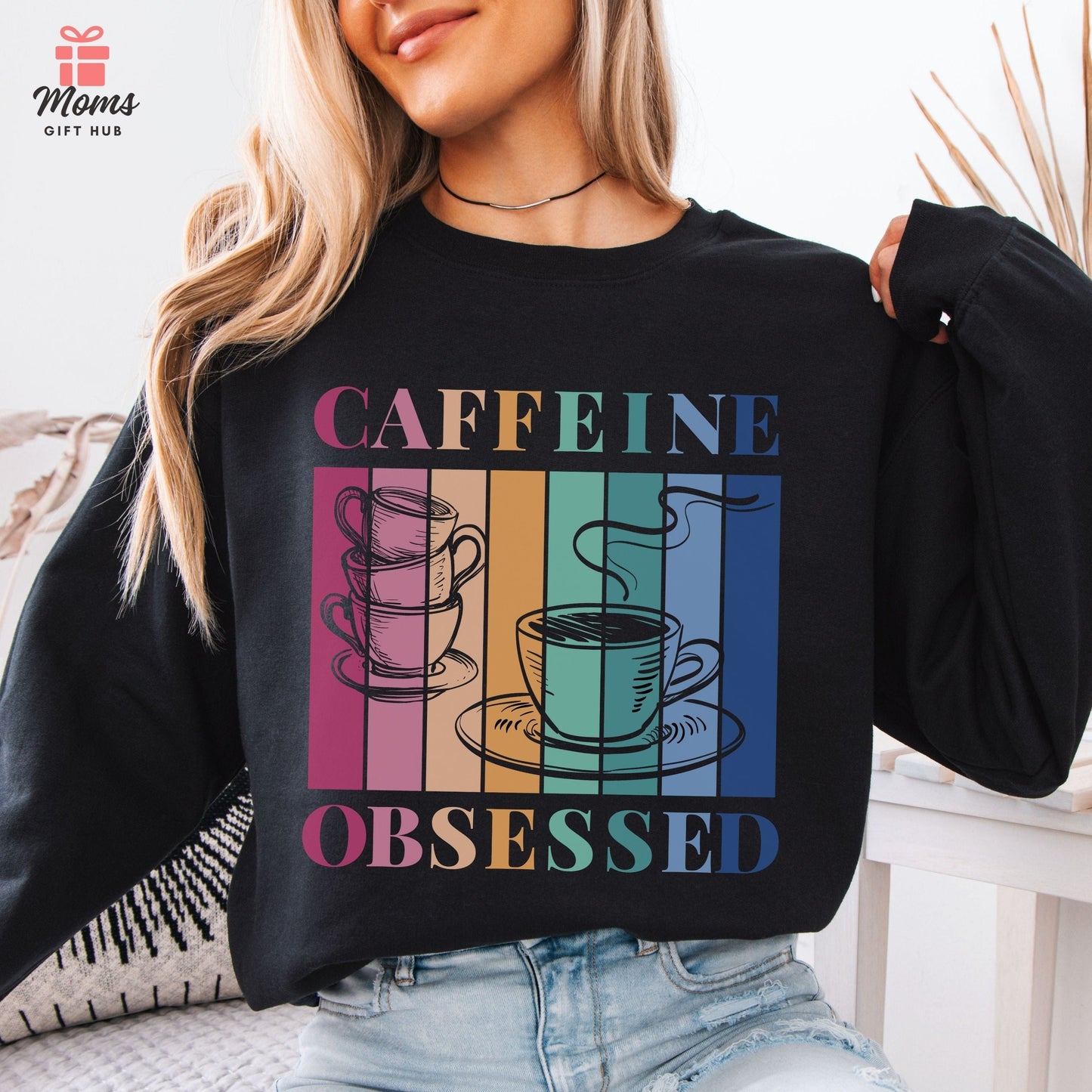 Caffeine Obsessed Sweatshirt – Funny Coffee Lover Shirt for Men, Women & Baristas – Gift for Late or Expresso Lovers Sweatshirt Black / S