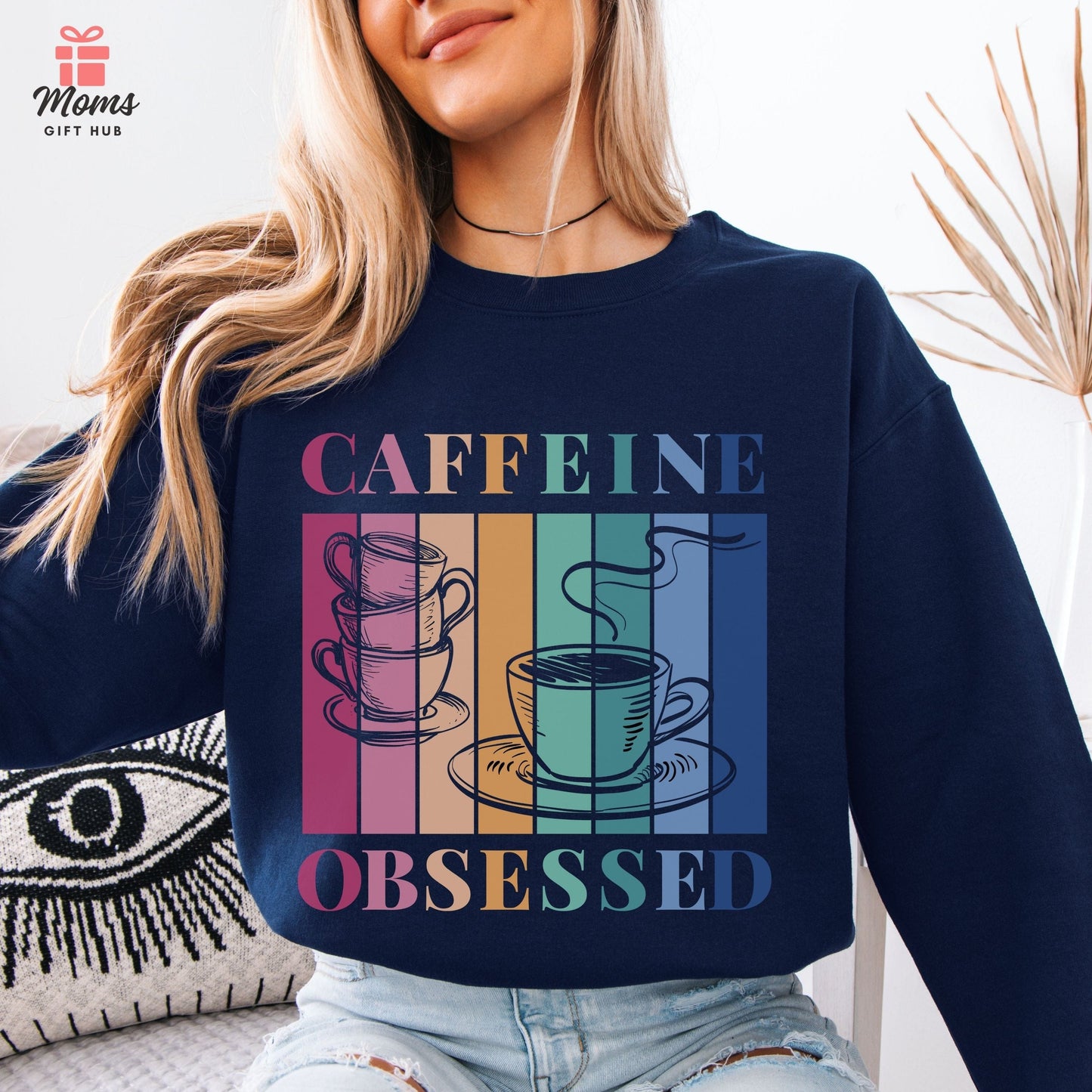 Caffeine Obsessed Sweatshirt – Funny Coffee Lover Shirt for Men, Women & Baristas – Gift for Late or Expresso Lovers Sweatshirt Navy / S