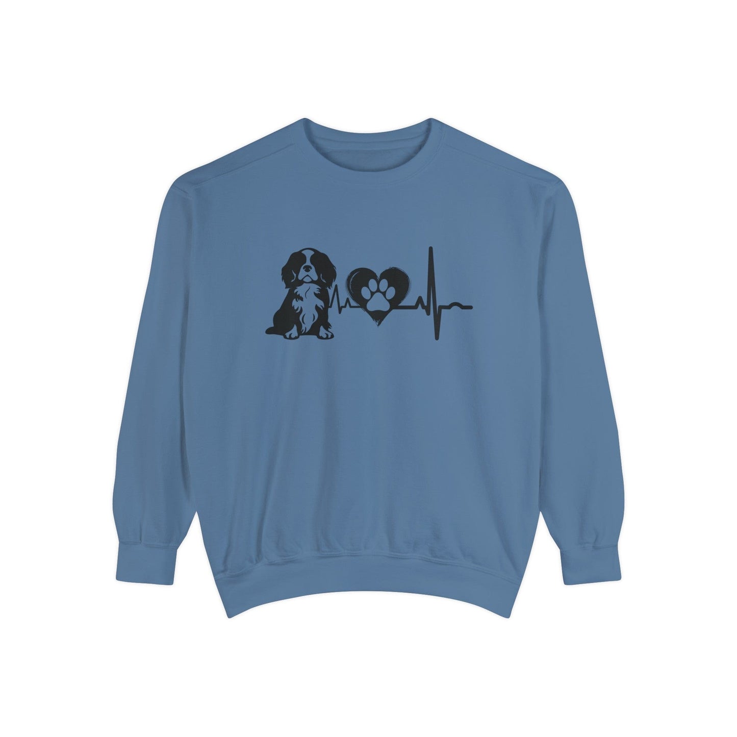 Cavalier Love Outline Graphic Sweatshirt Sweatshirt Blue Jean / S
