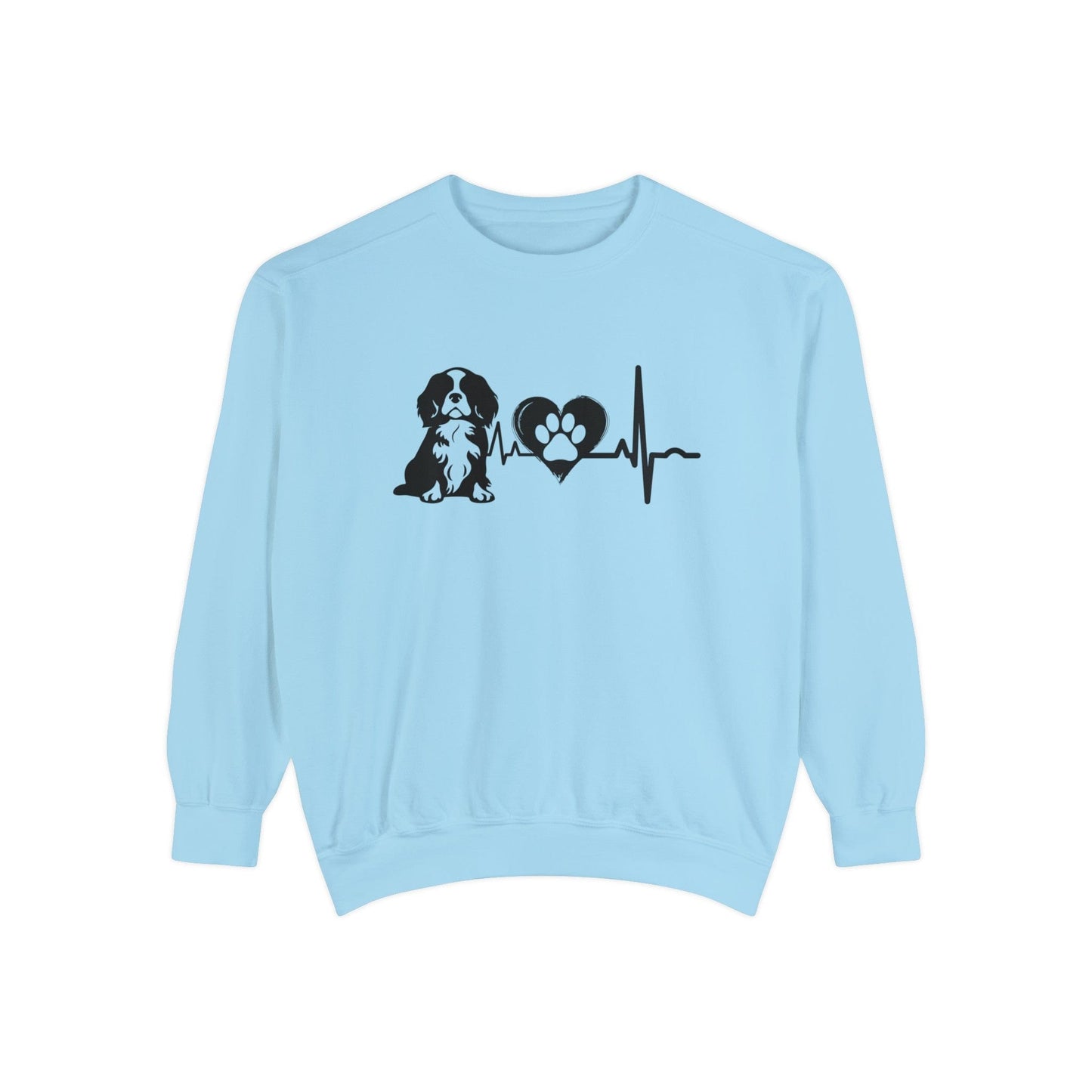 Cavalier Love Outline Graphic Sweatshirt Sweatshirt Chambray / S