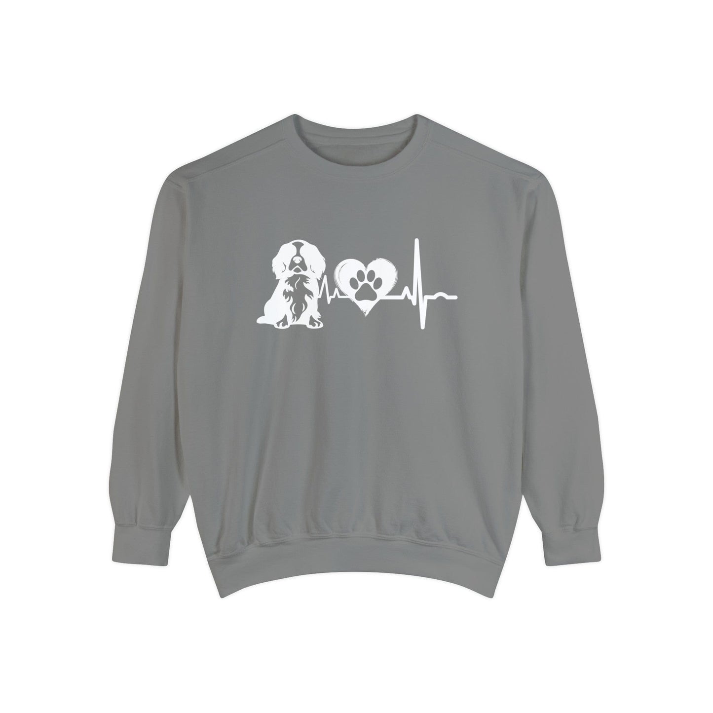 Cavalier Love Outline Graphic Sweatshirt Sweatshirt Grey / S