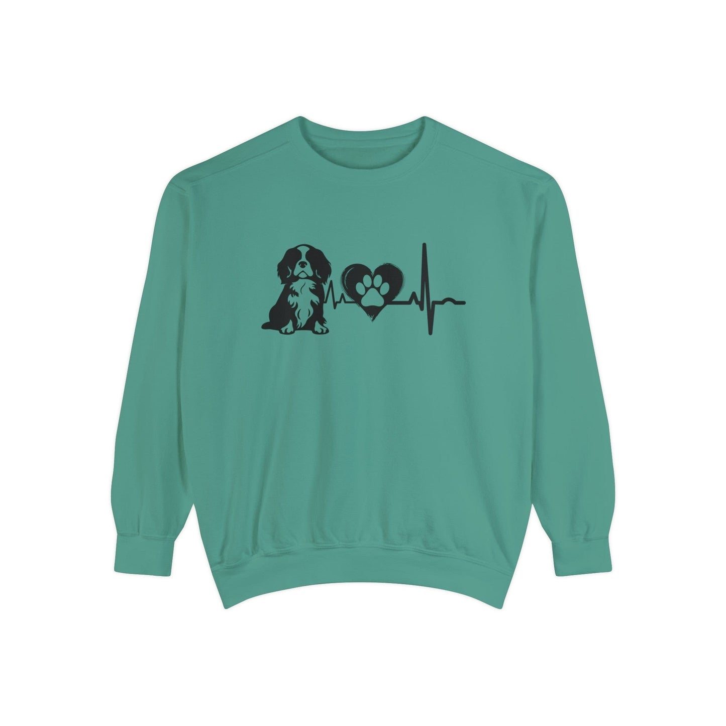 Cavalier Love Outline Graphic Sweatshirt Sweatshirt Light Green / S