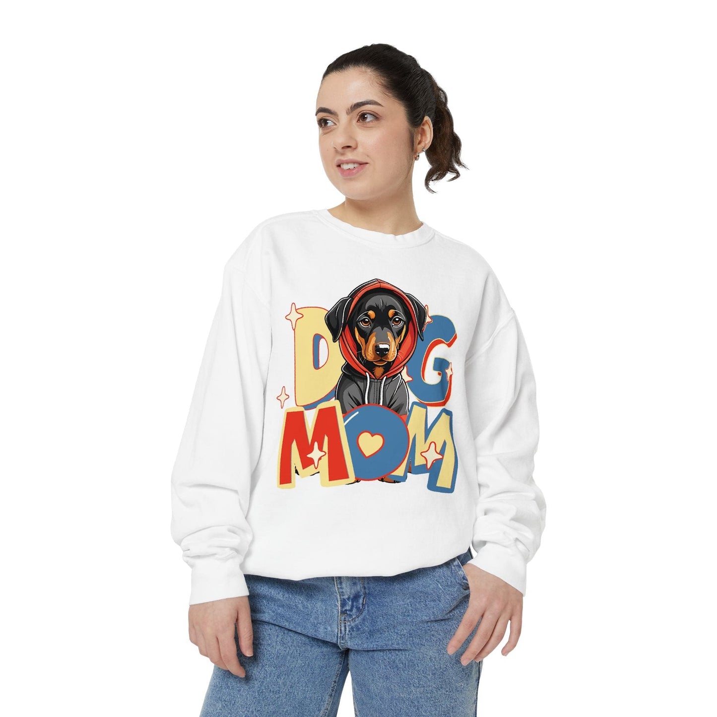 Cute Dobie in Hoodie Dog Mom Sweatshirt Sweatshirt
