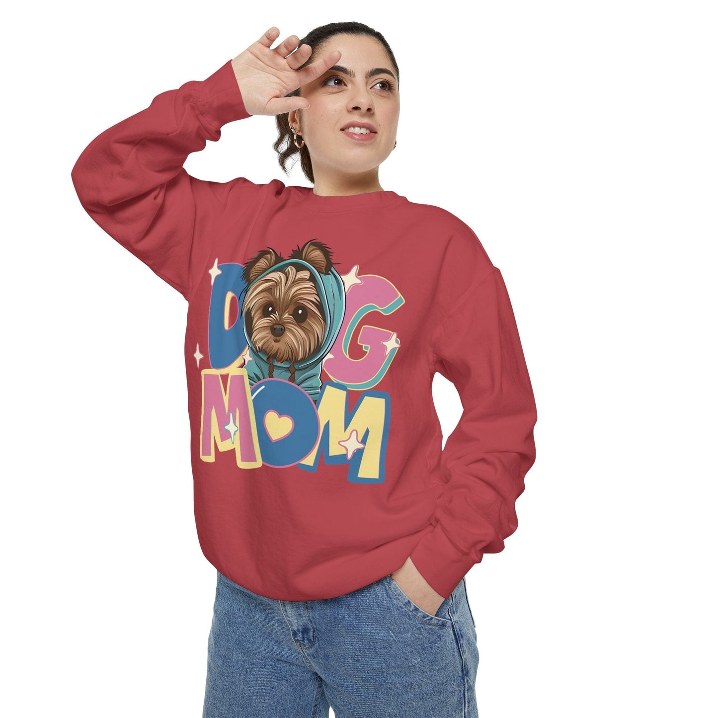 Cute Yorkie in Hoodie Dog Mom Sweatshirt Sweatshirt