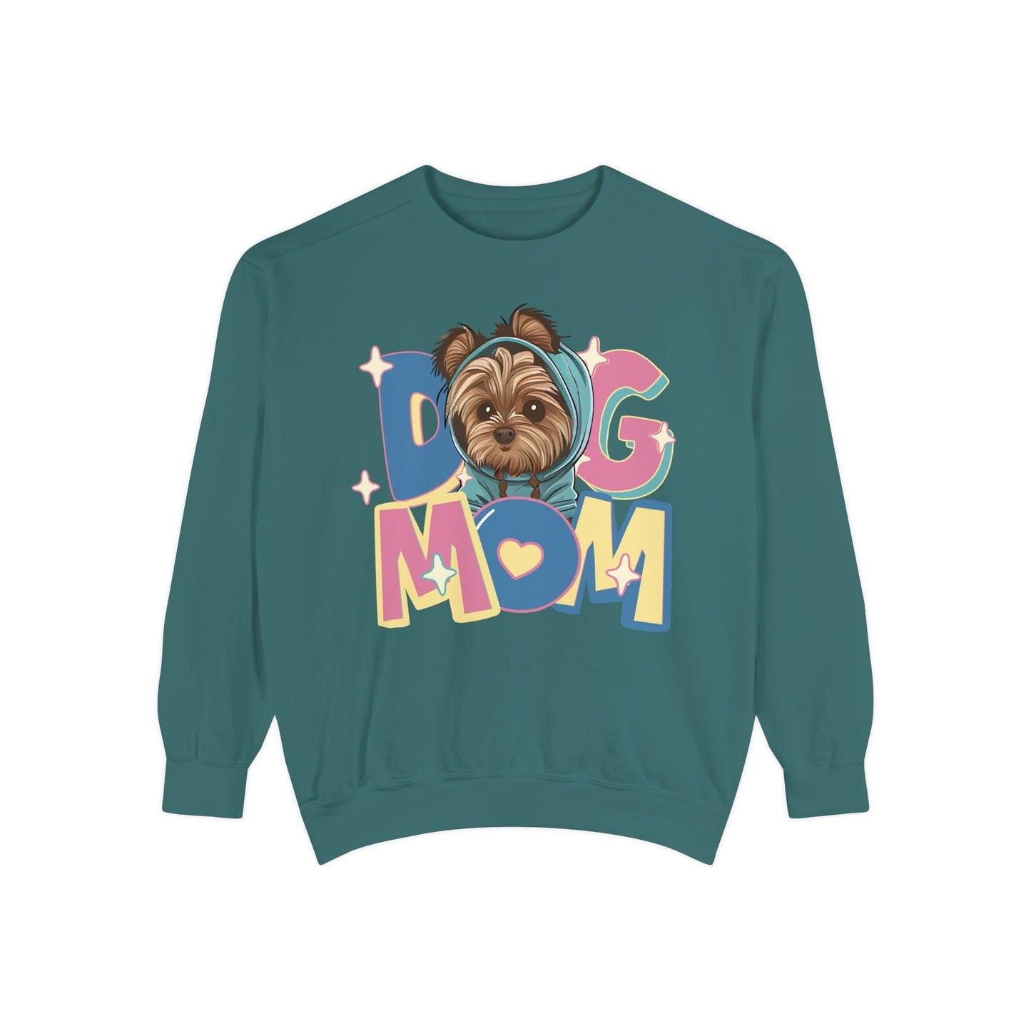 Cute Yorkie in Hoodie Dog Mom Sweatshirt Sweatshirt Blue Spruce / S