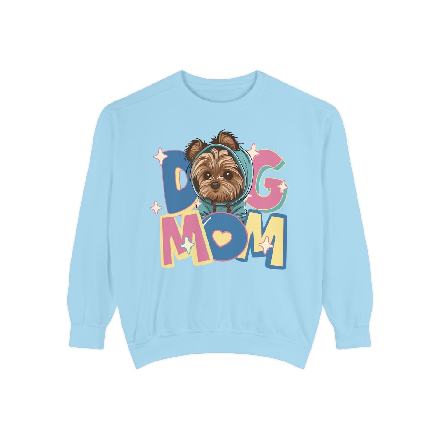 Cute Yorkie in Hoodie Dog Mom Sweatshirt Sweatshirt Chambray / S