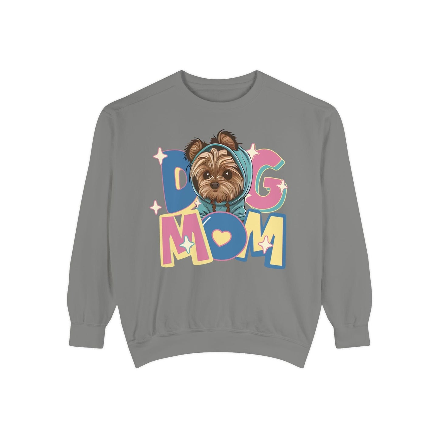 Cute Yorkie in Hoodie Dog Mom Sweatshirt Sweatshirt Grey / S
