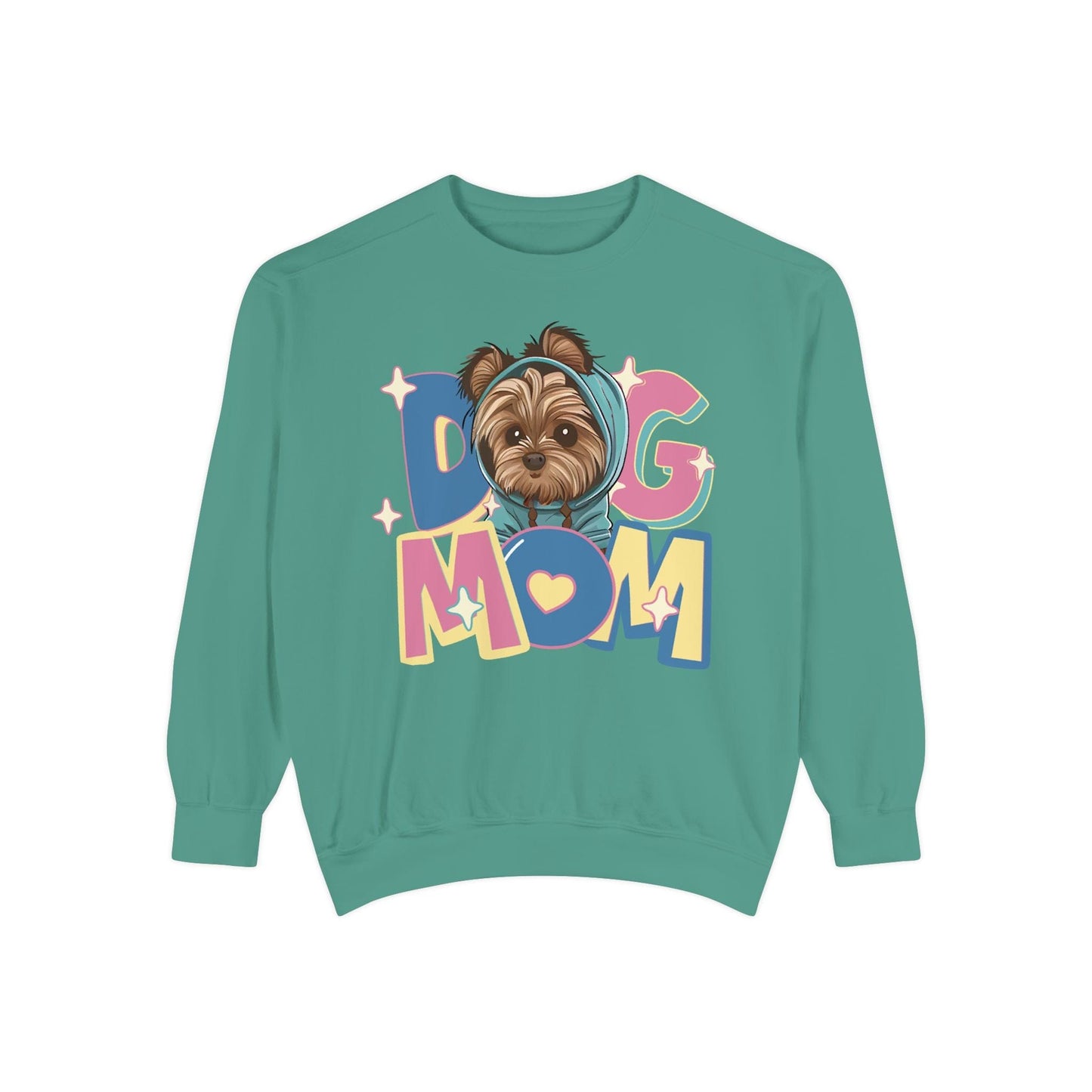 Cute Yorkie in Hoodie Dog Mom Sweatshirt Sweatshirt Light Green / S