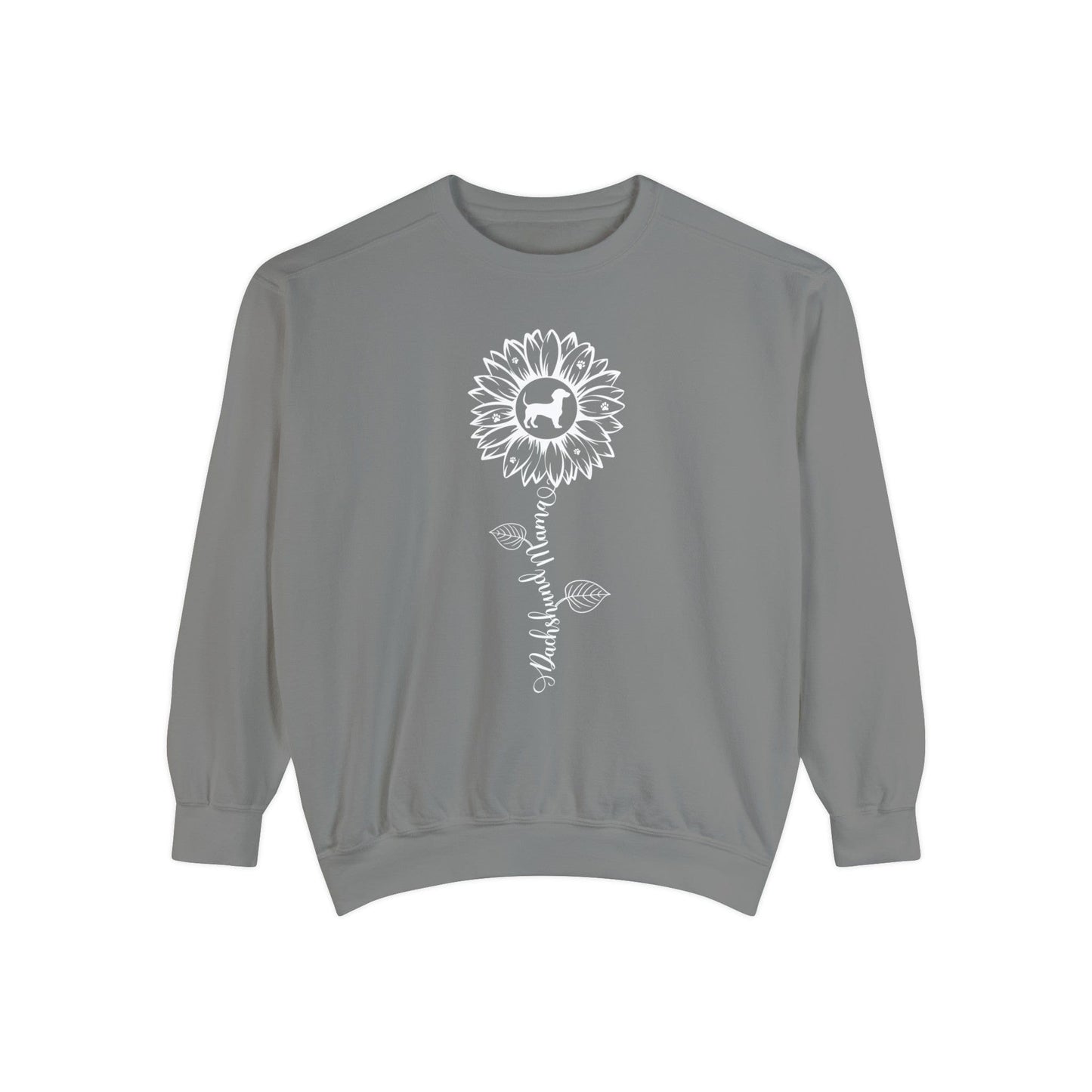Dachshund Mama Sunflower Sweatshirt Sweatshirt Grey / S