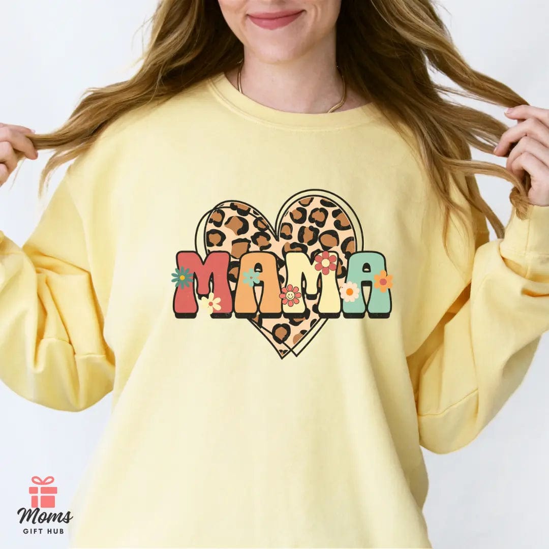 Floral Mama Leopard Heart - Premium Sweatshirt Sweatshirt