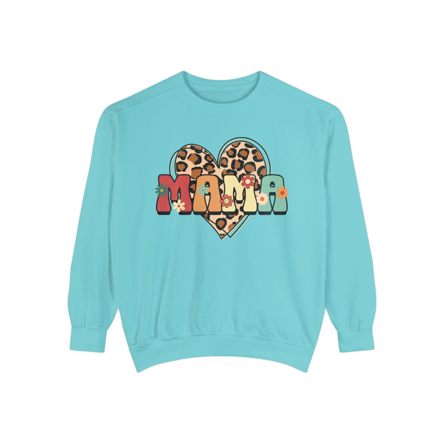Floral Mama Leopard Heart - Premium Sweatshirt Sweatshirt Chalky Mint / S