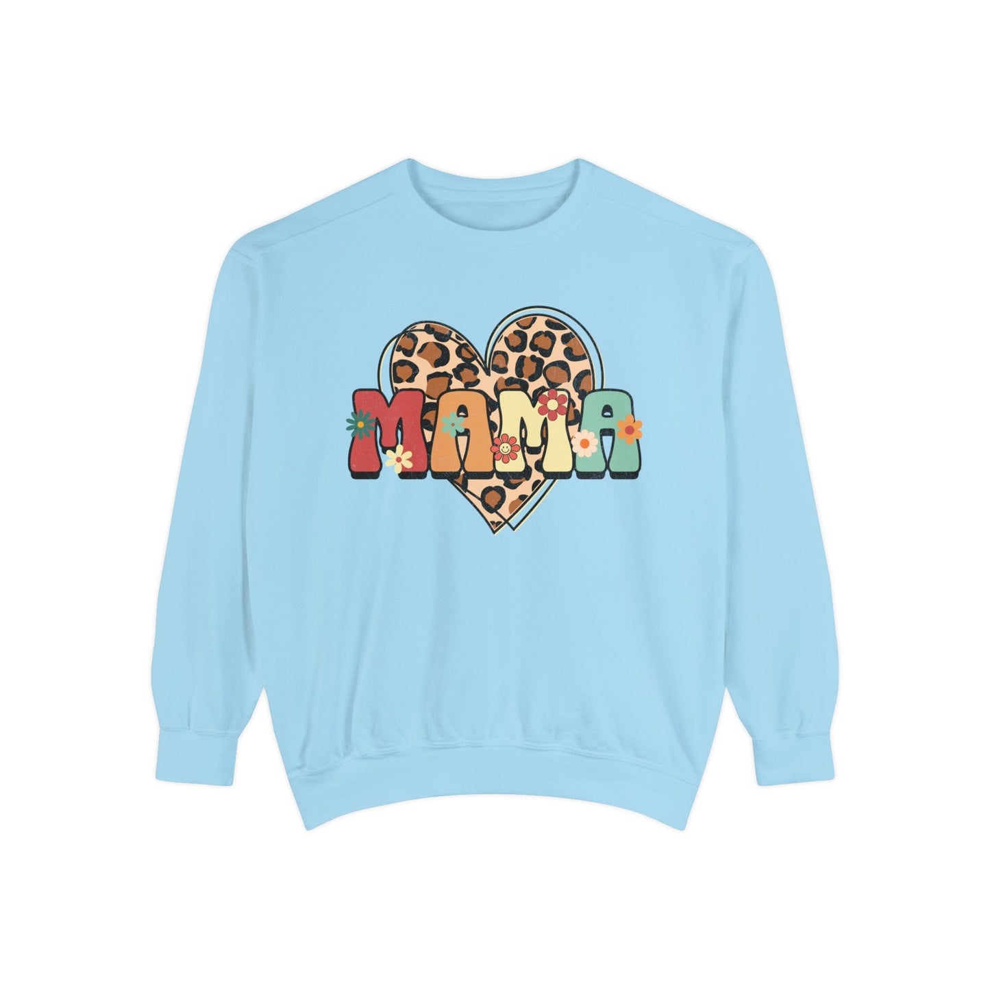 Floral Mama Leopard Heart - Premium Sweatshirt Sweatshirt Chambray / S