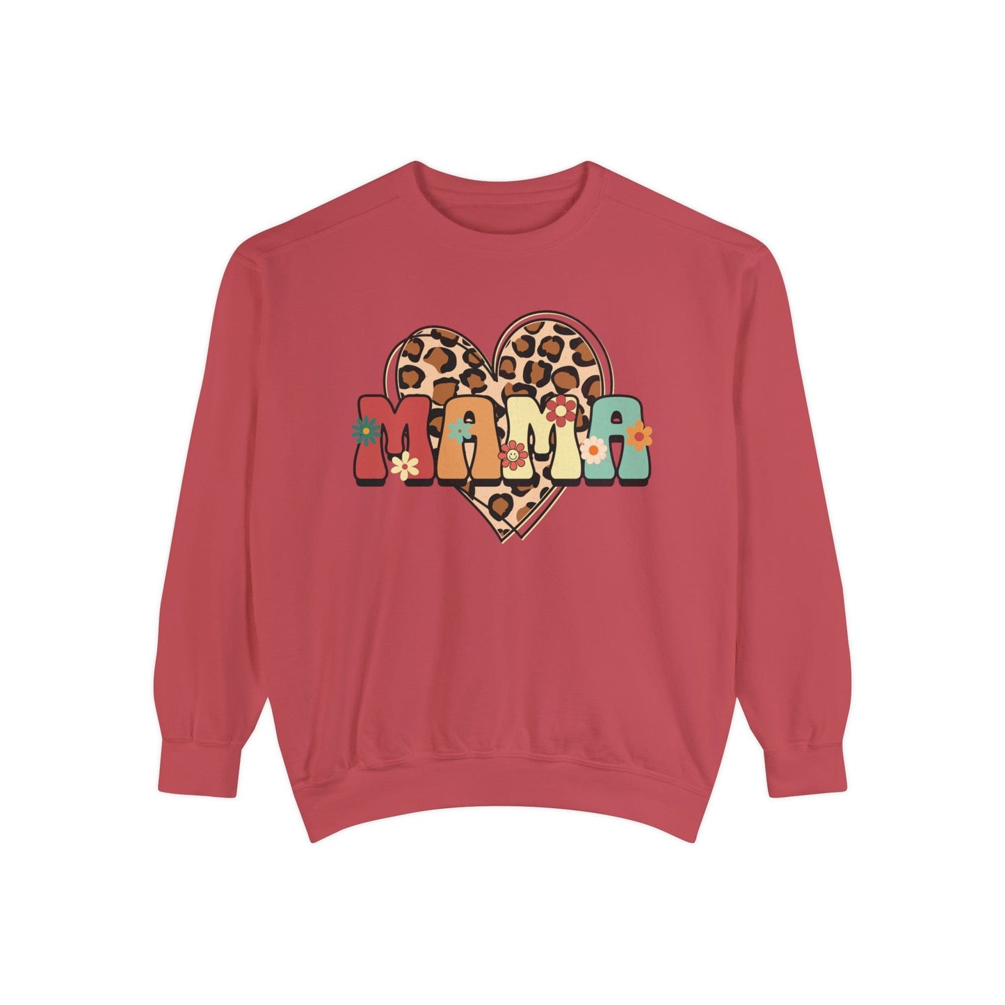 Floral Mama Leopard Heart - Premium Sweatshirt Sweatshirt Crimson / S