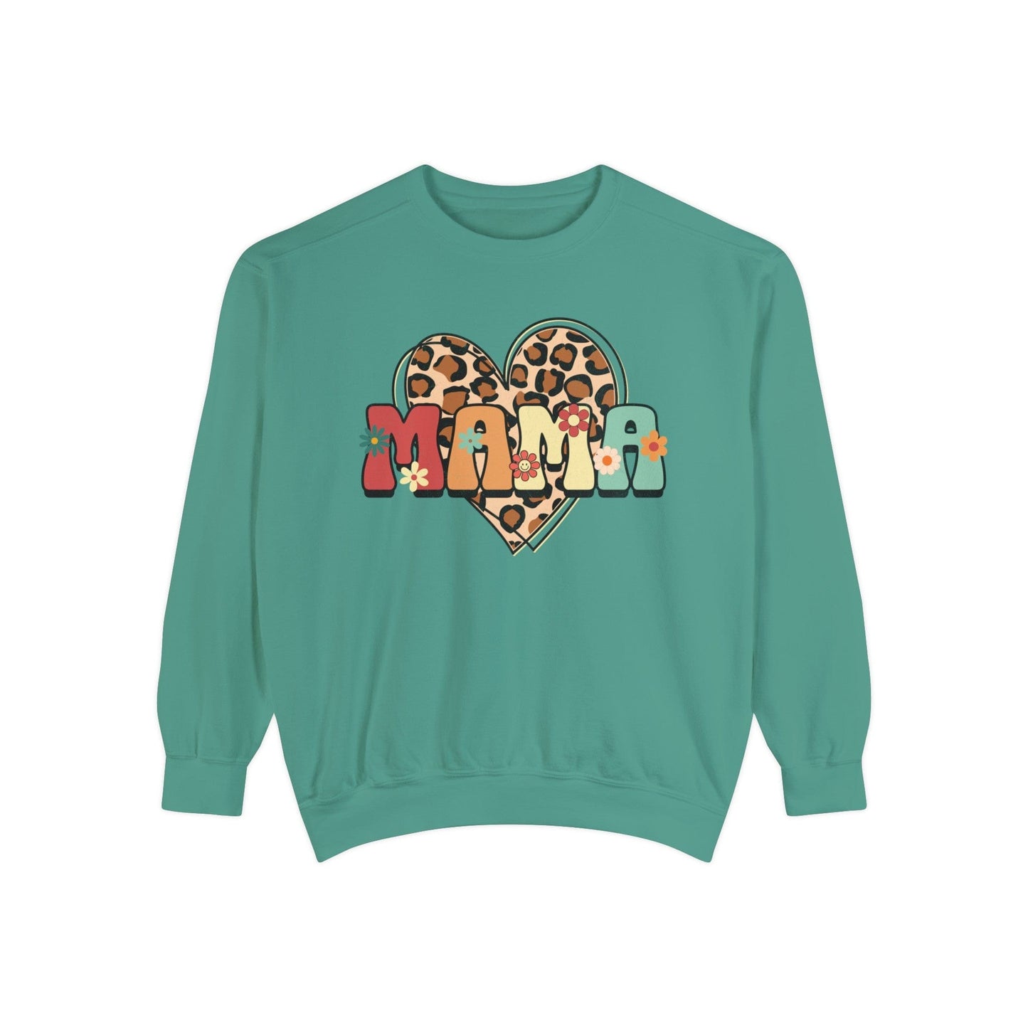 Floral Mama Leopard Heart - Premium Sweatshirt Sweatshirt Light Green / S