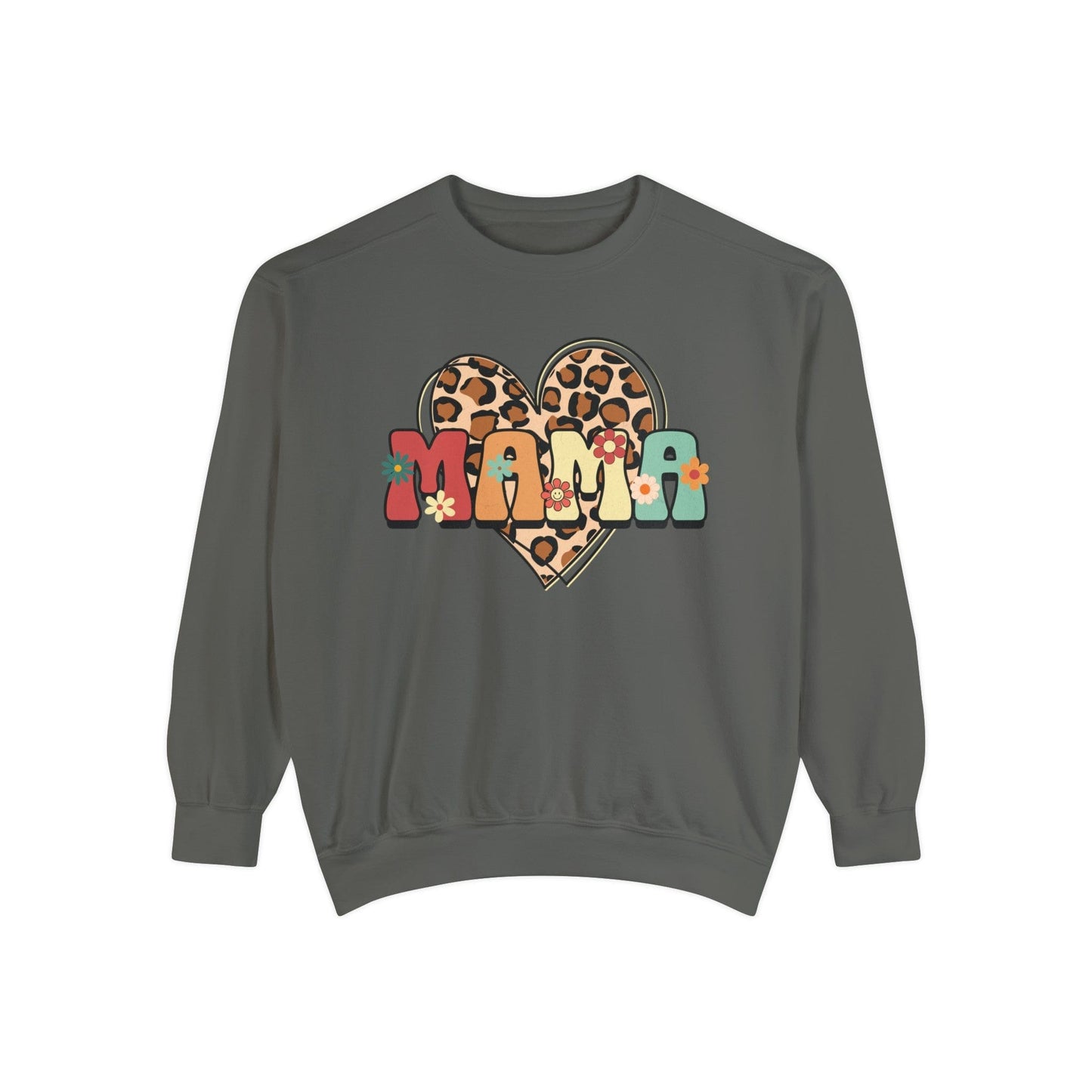Floral Mama Leopard Heart - Premium Sweatshirt Sweatshirt Pepper / S