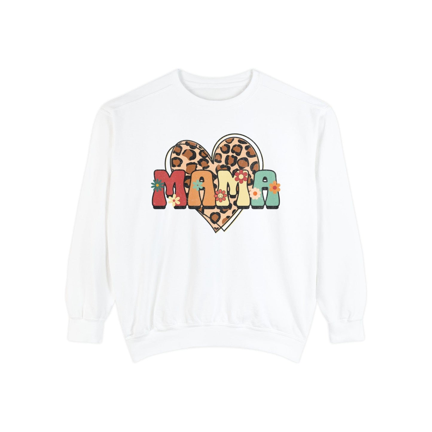 Floral Mama Leopard Heart - Premium Sweatshirt Sweatshirt White / S