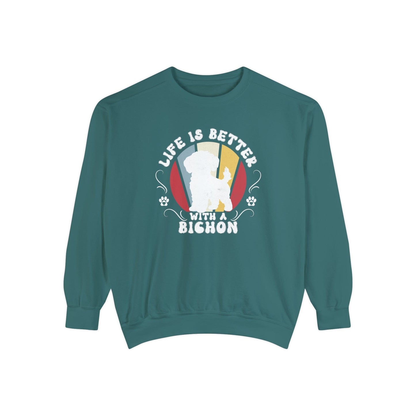 Life is Better With a Bichon - Premium Sweatshirt Sweatshirt Blue Spruce / S