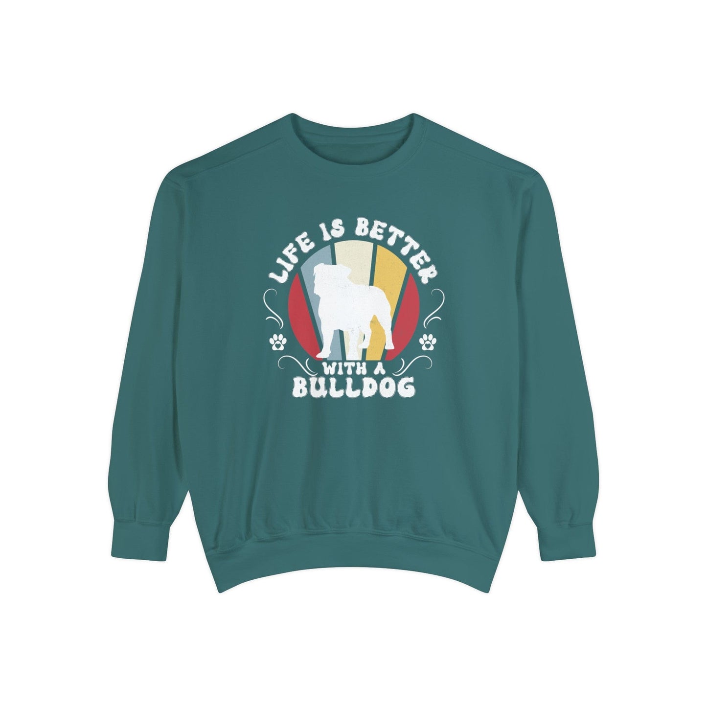 Life is Better With a Bulldog - Premium Sweatshirt Sweatshirt Blue Spruce / S